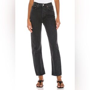 AGOLDE High-Rise Straight Leg Jeans in Washed Black